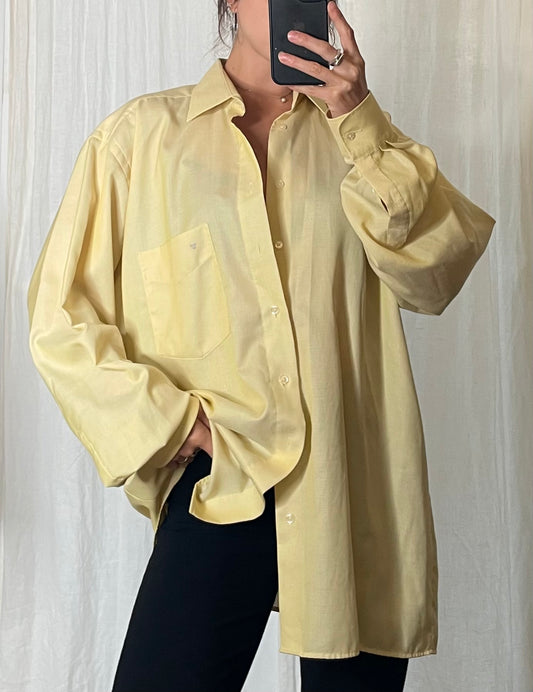 Vintage 100% Cotton Butter Yellow Button Down Shirt L