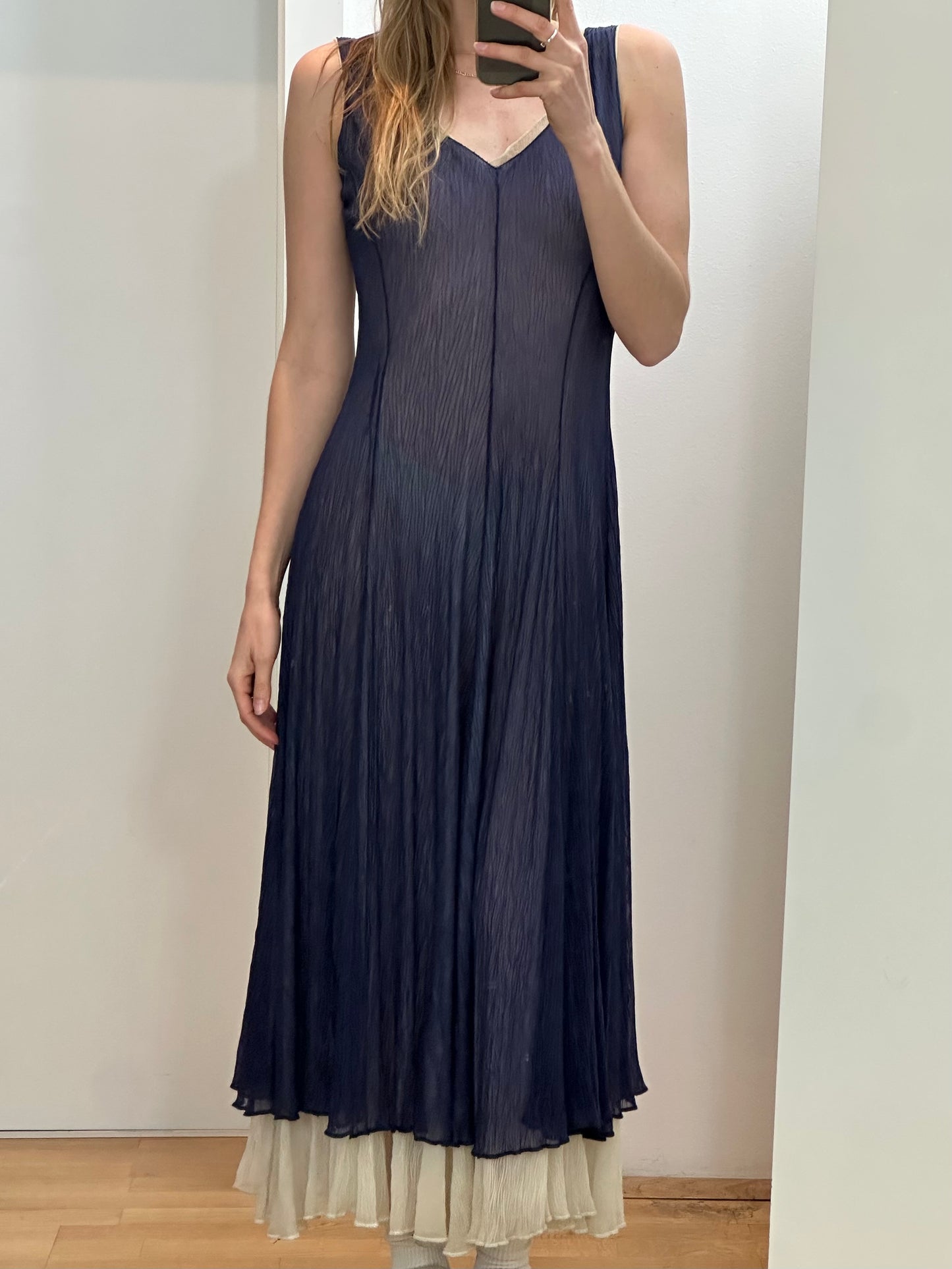 Vintage Navy Sheer Maxi Dress S/M