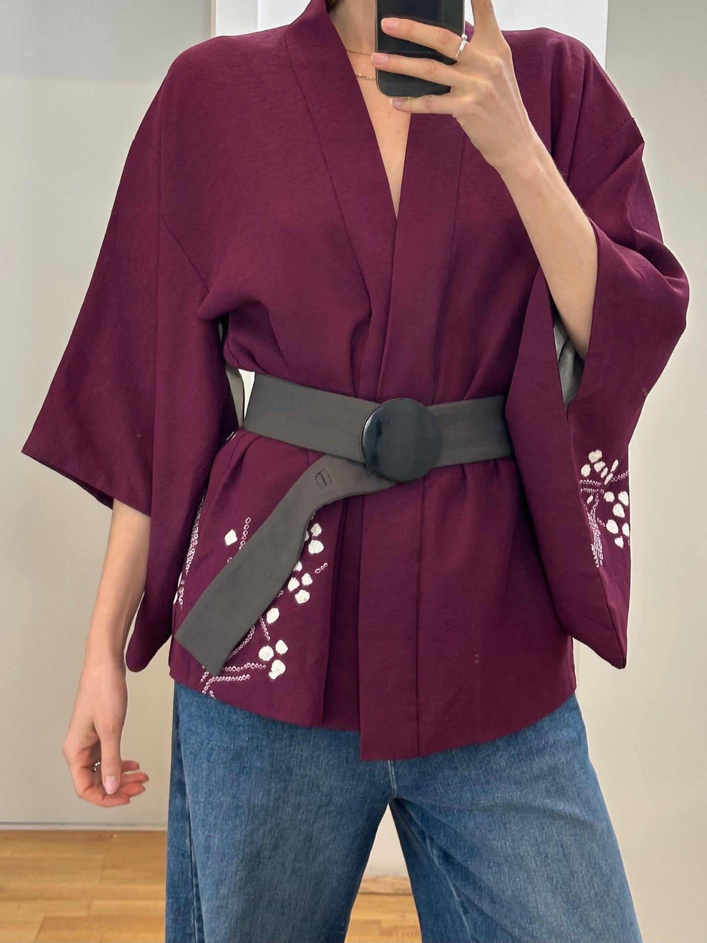 Japanese Purple Haori Kimono Jacket One Size