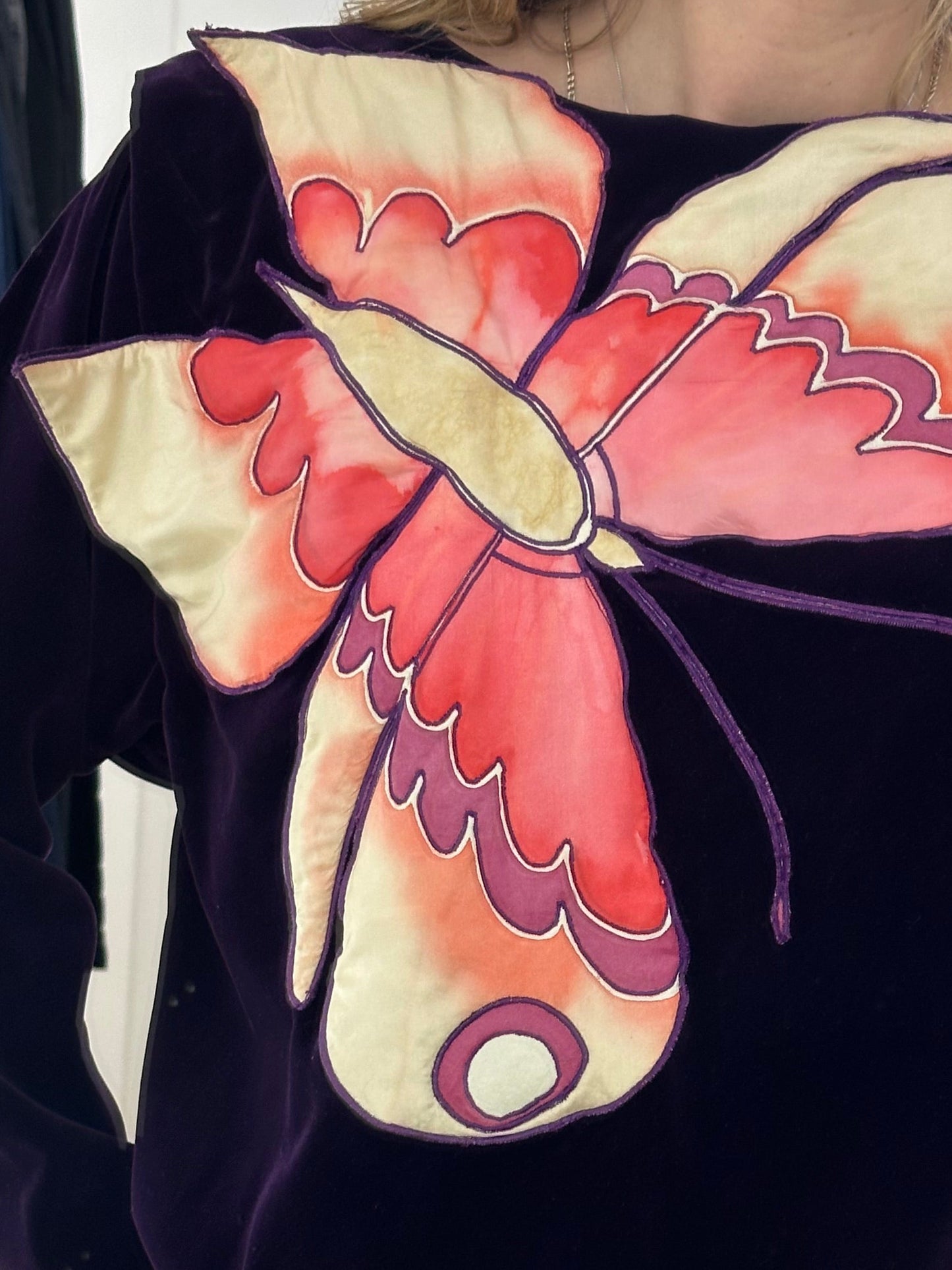 Vintage Tailormade Purple Velvet Butterfly Sweater M