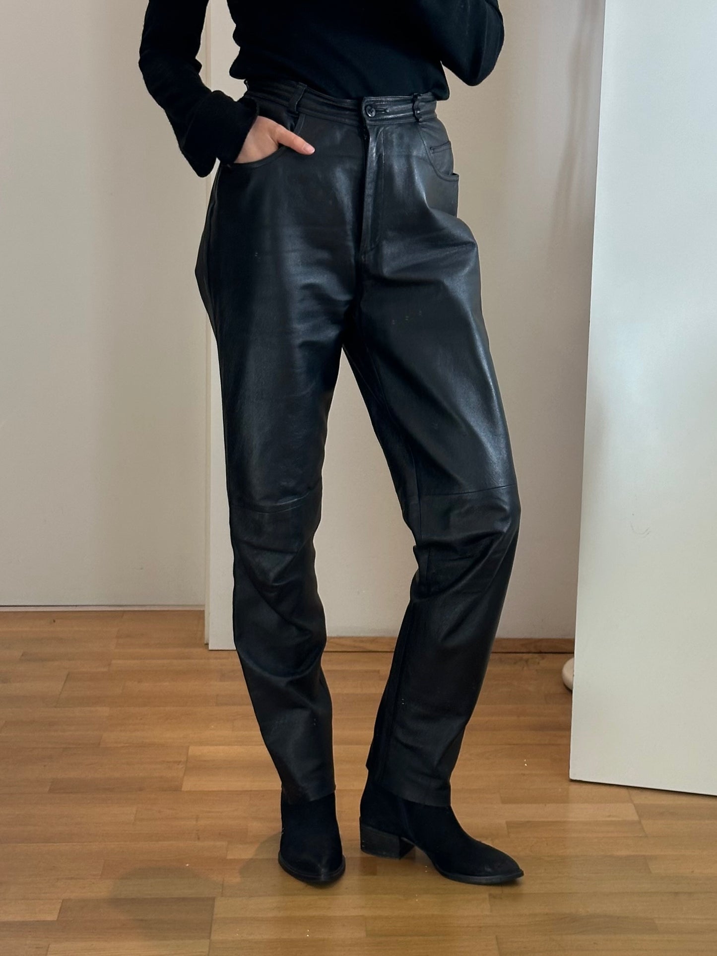 Vintage Black Leather Pants M