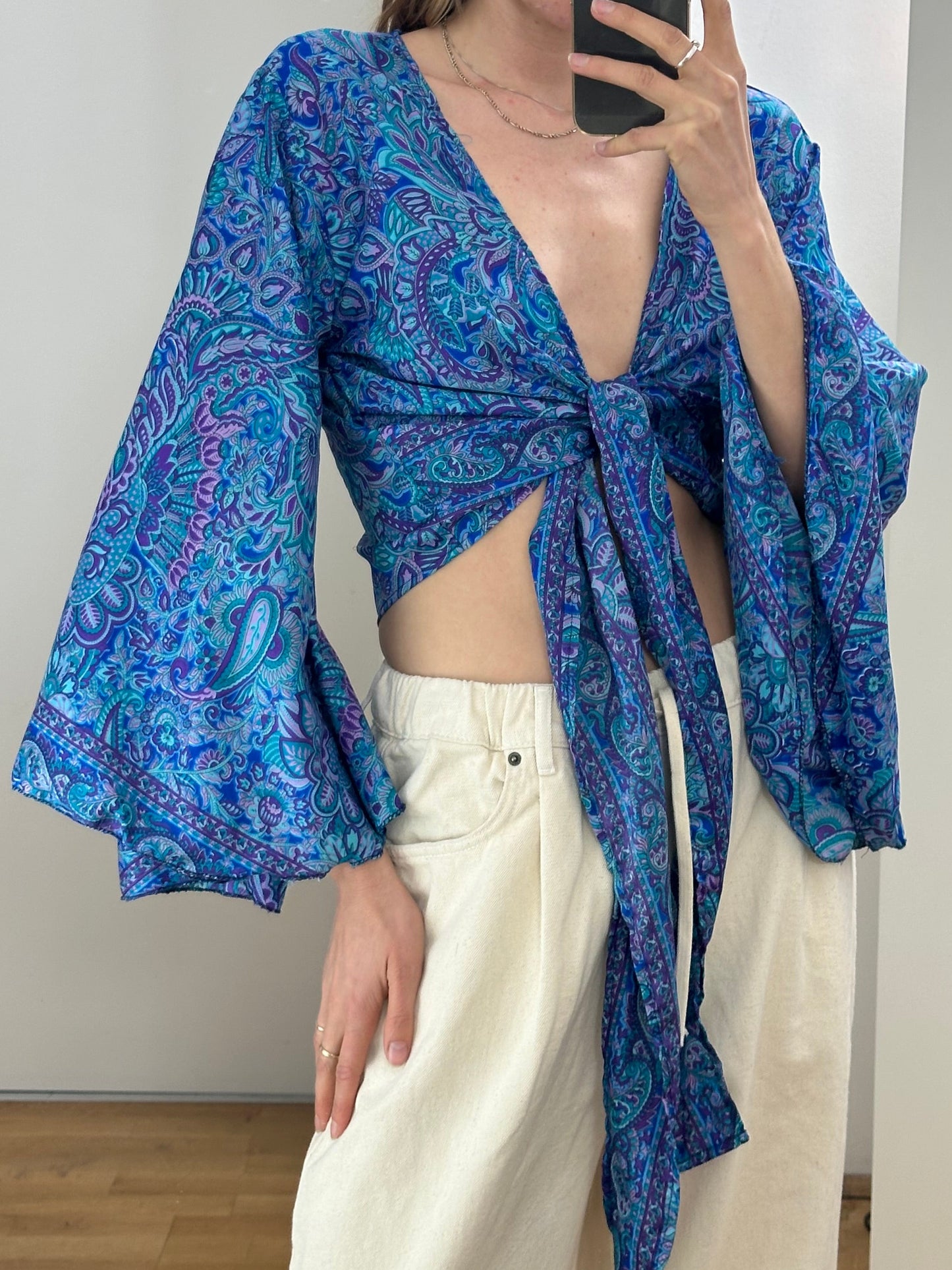 Vintage Viscose Paisley Wrap Blouse One Size