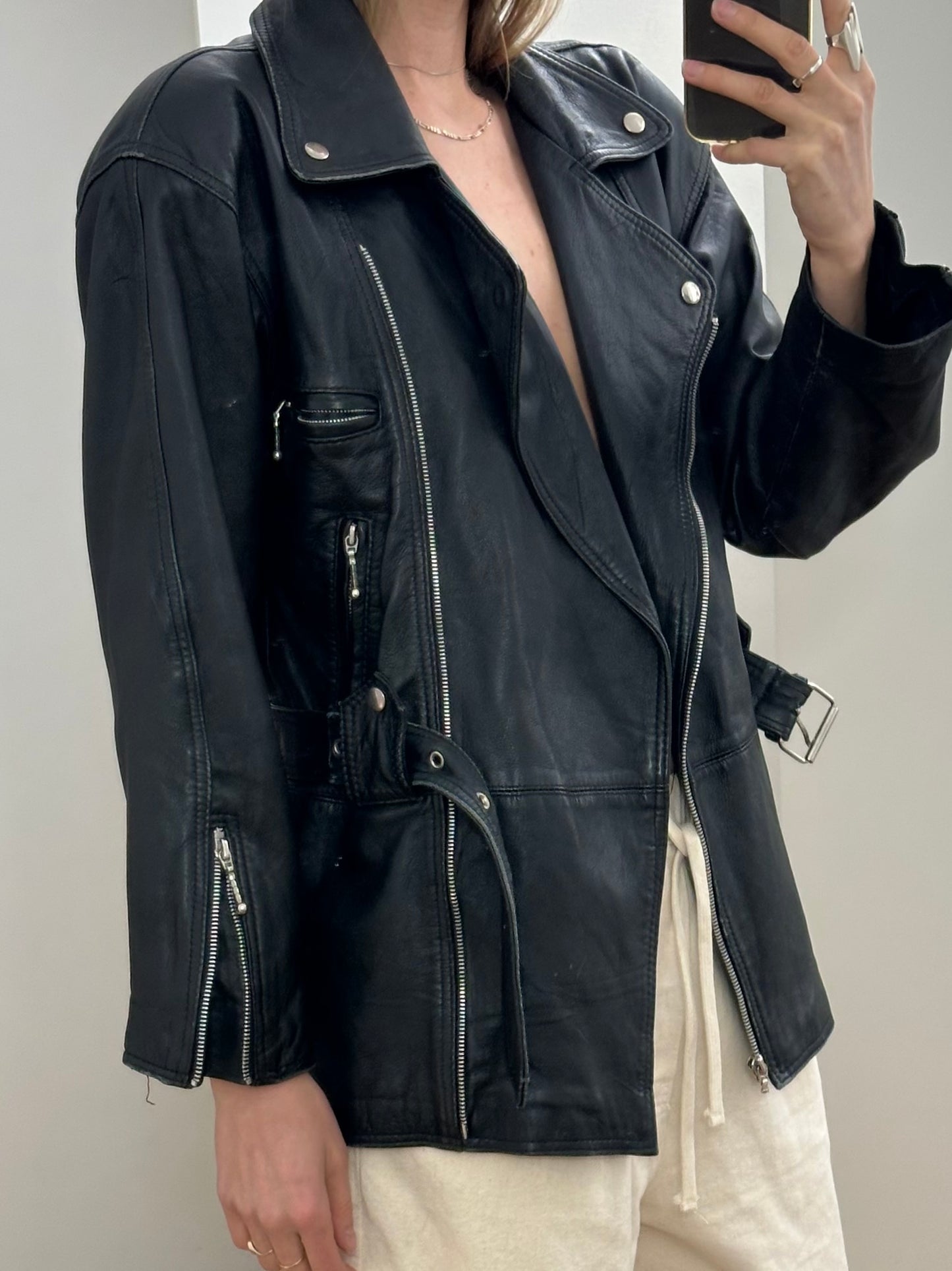 Vintage Black Leather Jacket M