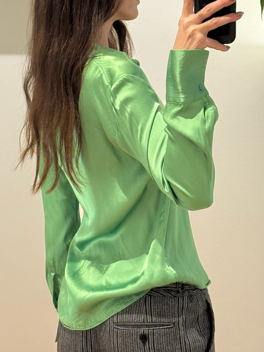 Massimo Dutti Silk/ Viscose Green Button Down Blouse S