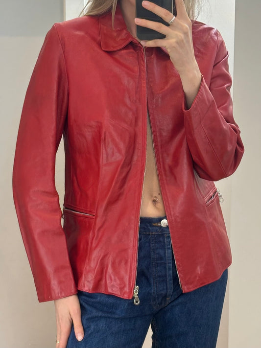 Vintage Red Leather Jacket S