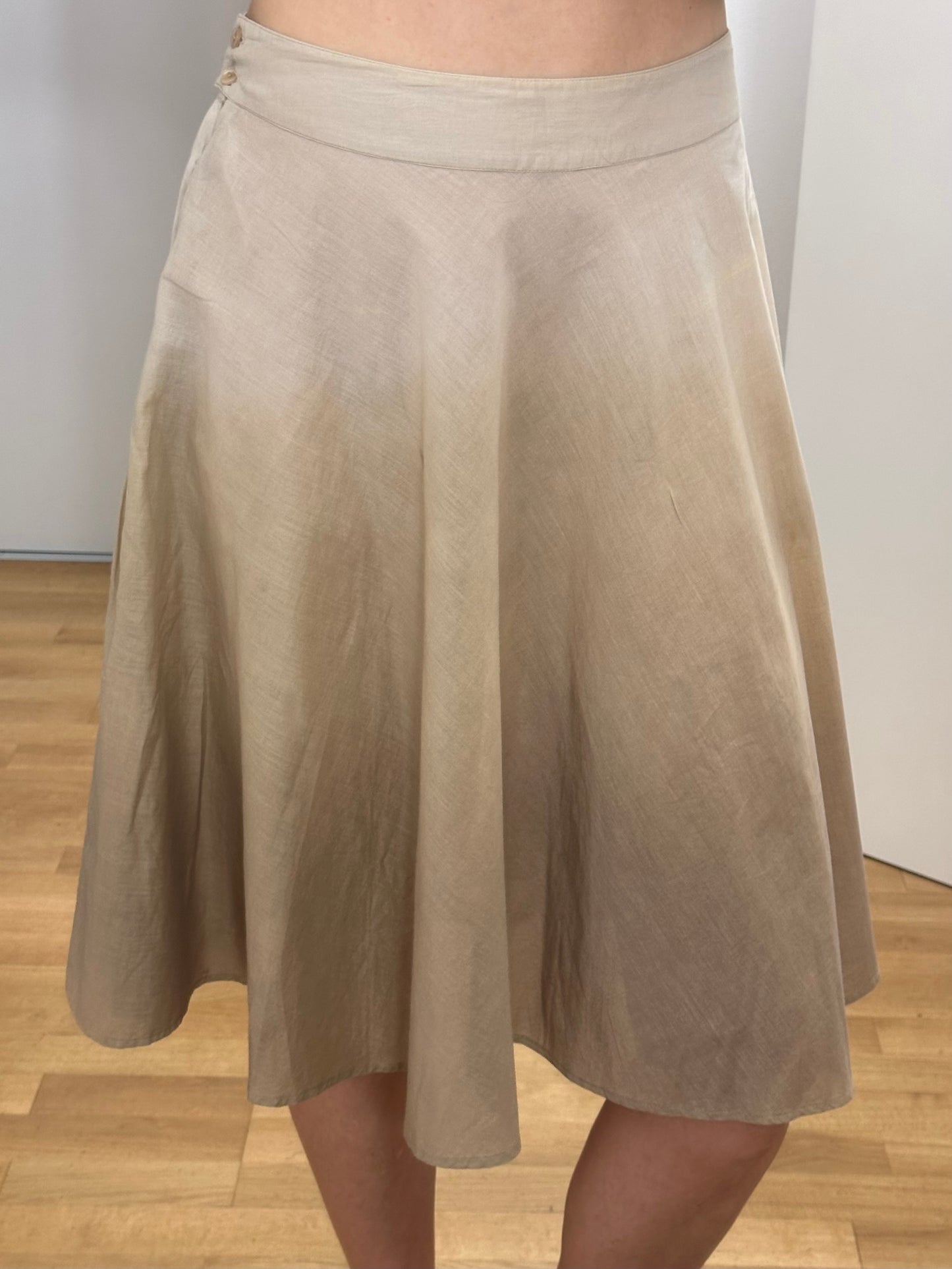 Cream 100% Cotton Midi Skirt S
