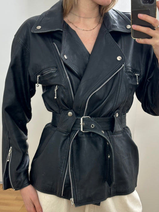 Vintage Black Leather Jacket M