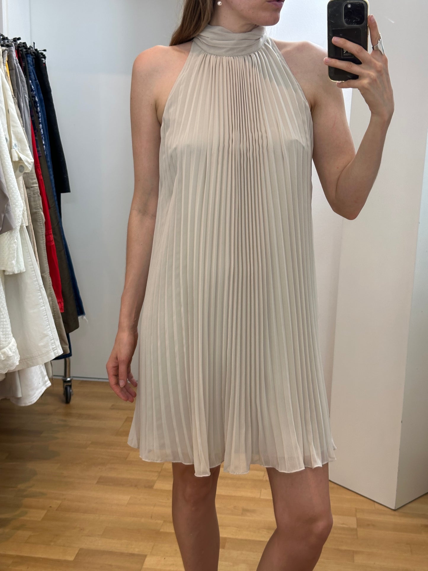 Cream Mini Halter Neck Dress S