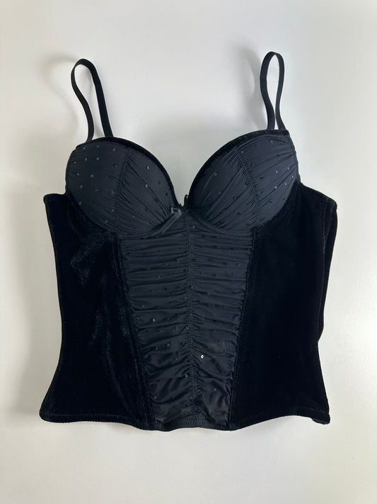Vintage Black Bustier Top S