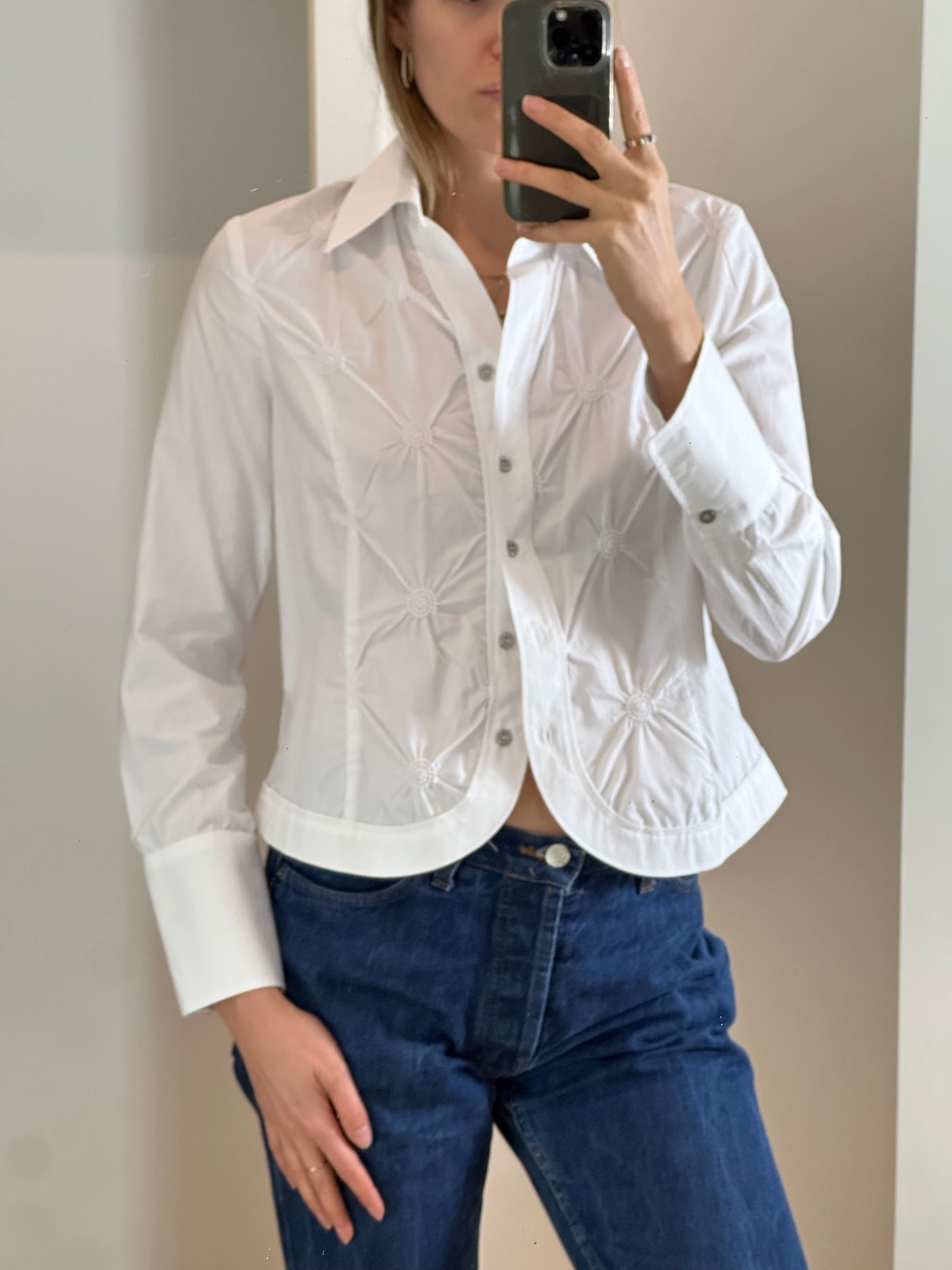 White Embroidered Blouse S