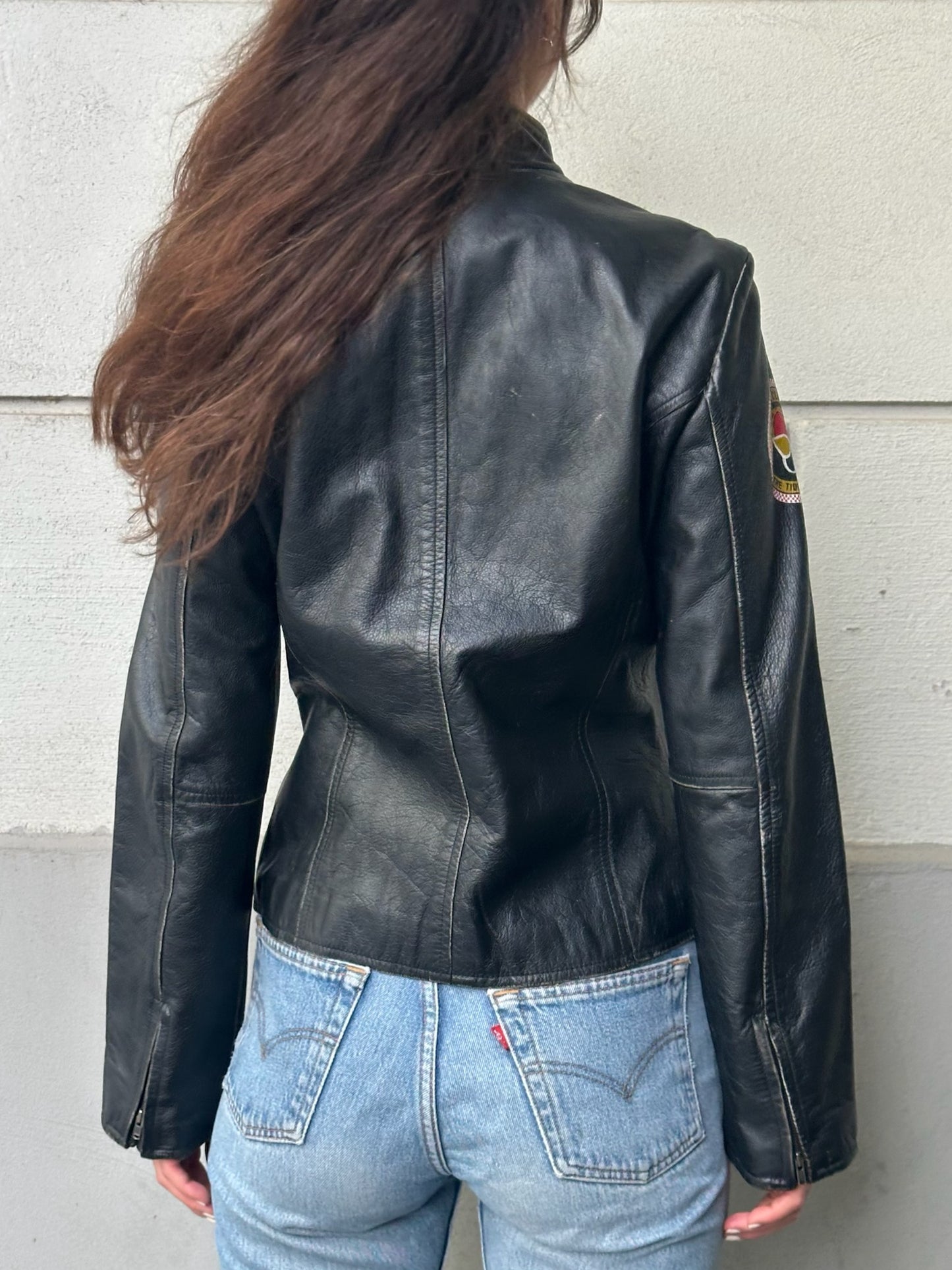 Vintage Levi’s Red Tab 100% Genuine Black Distressed Leather Moto Jacket S/M