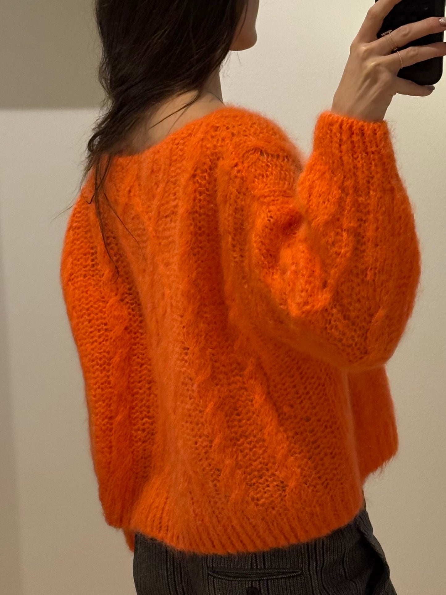 Vintage Orange Wool Pullover Sweater M