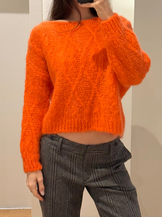 Vintage Orange Wool Pullover Sweater M