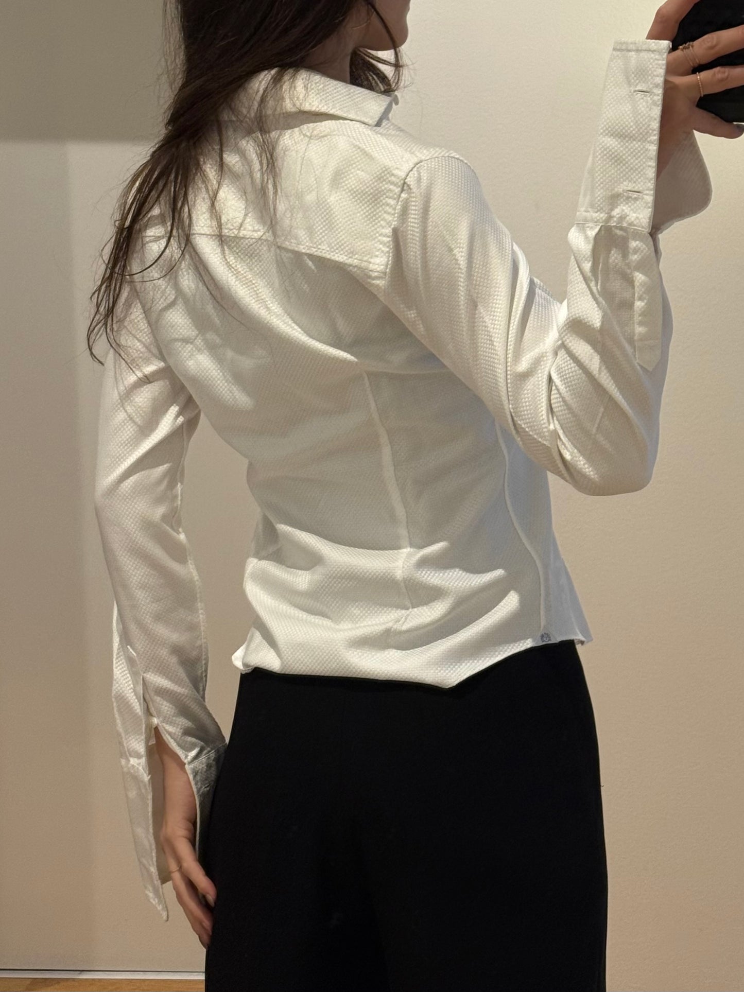 Vintage 100% Cotton Button Down Fitted Blouse S