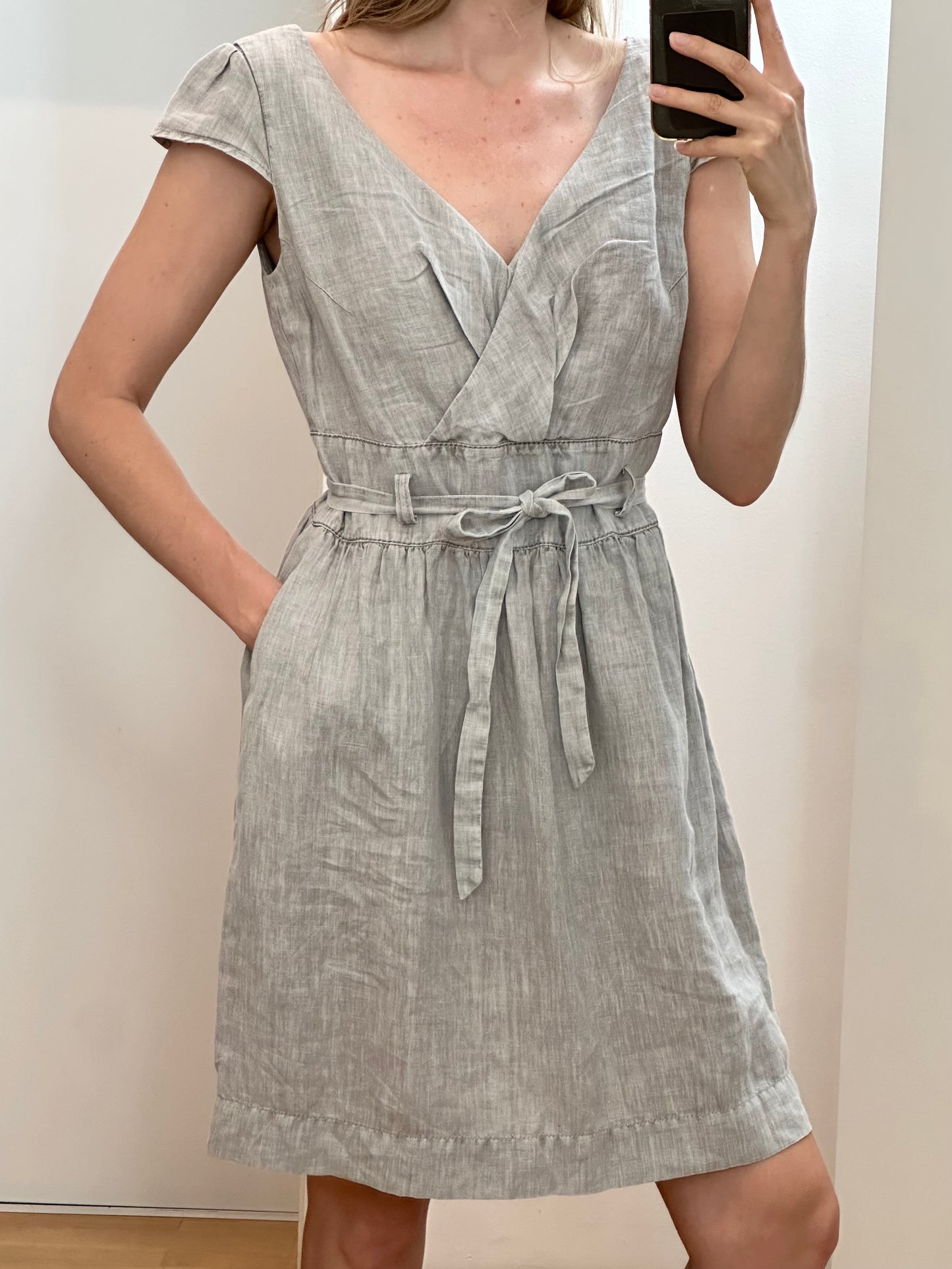 100% Linen Midi Dress M