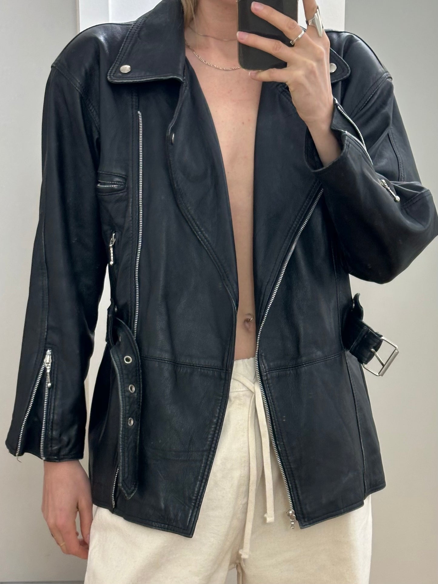 Vintage Black Leather Jacket M