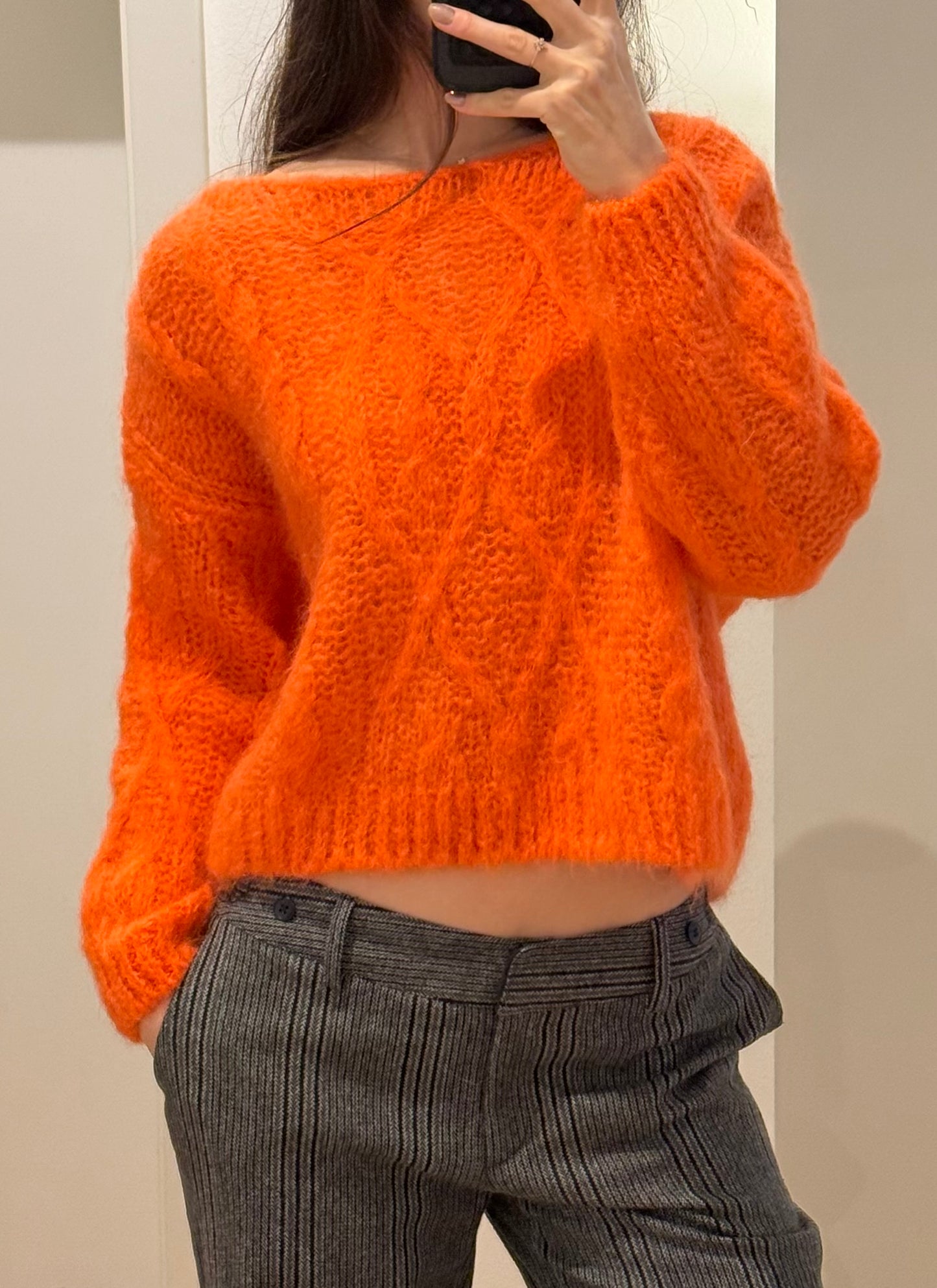 Vintage Orange Wool Pullover Sweater M