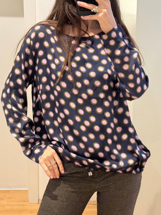 100% Viscose Eterna Polka Dot Long Sleeve Blouse Top M