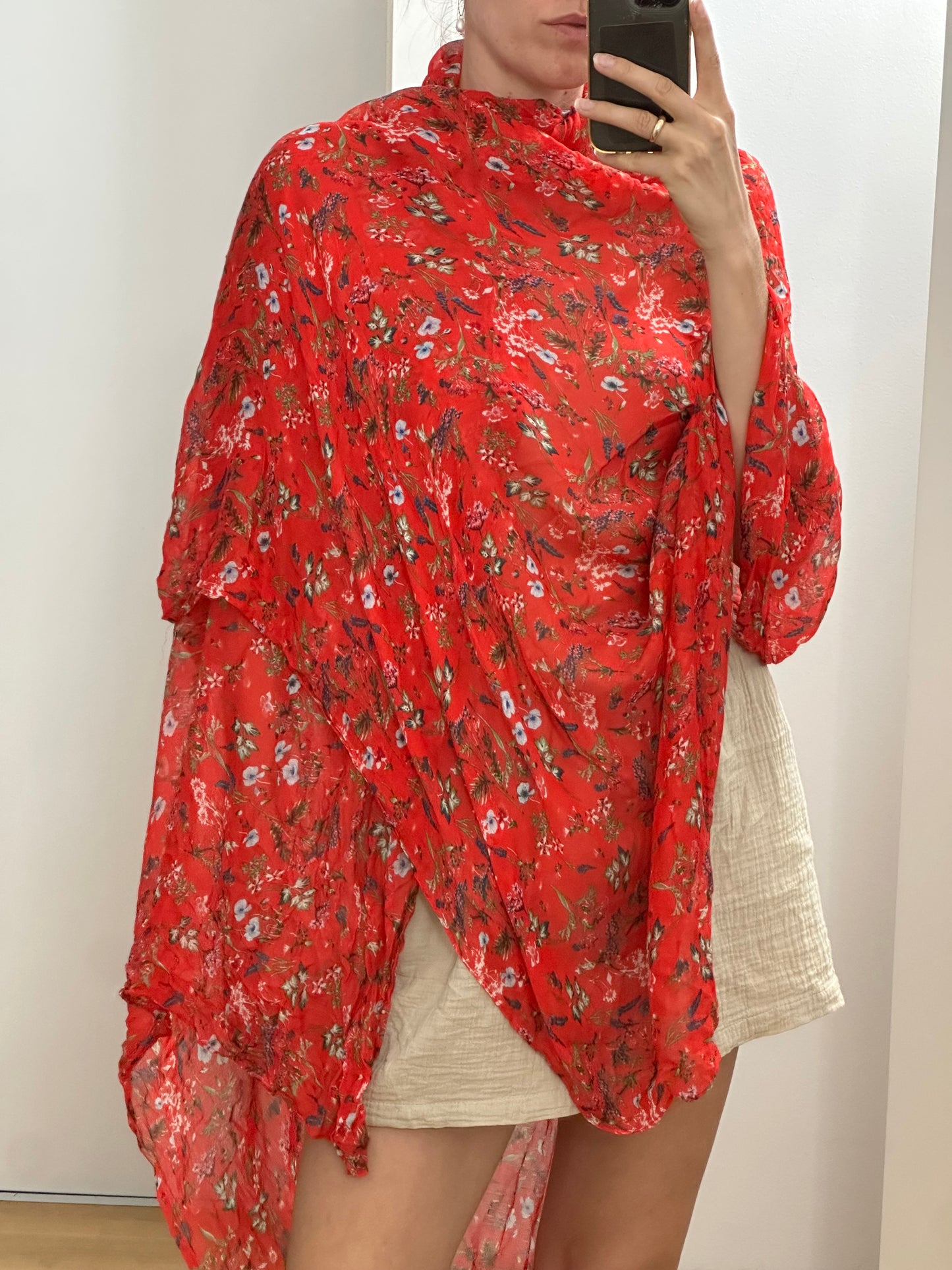 Red Floral Scarf