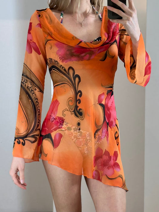Vintage Long Top/ Mini Beach Dress S