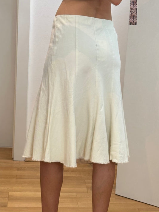 Sisley Cream Cotton Midi Skirt M