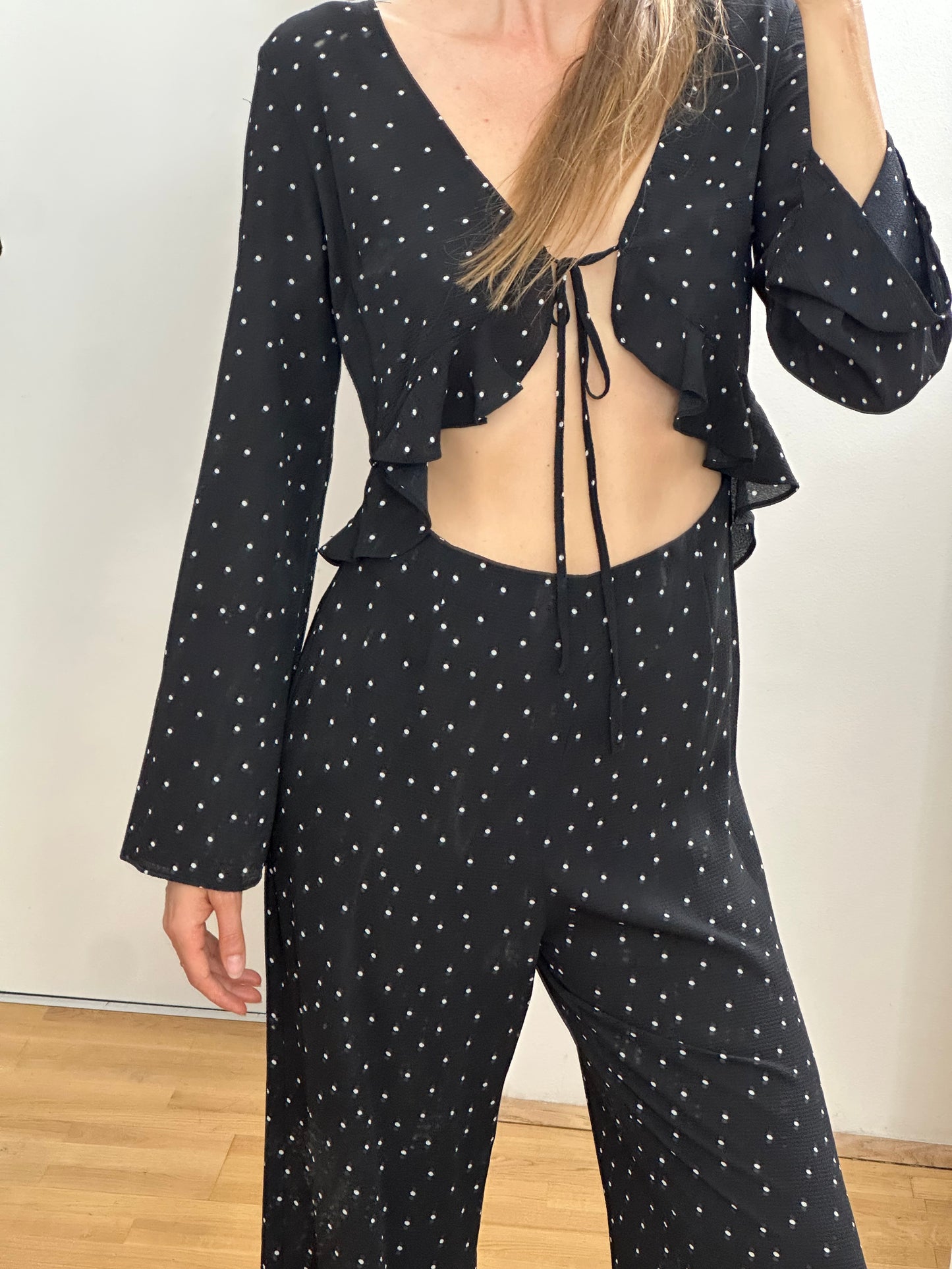 Black Polkadot Jumpsuit M