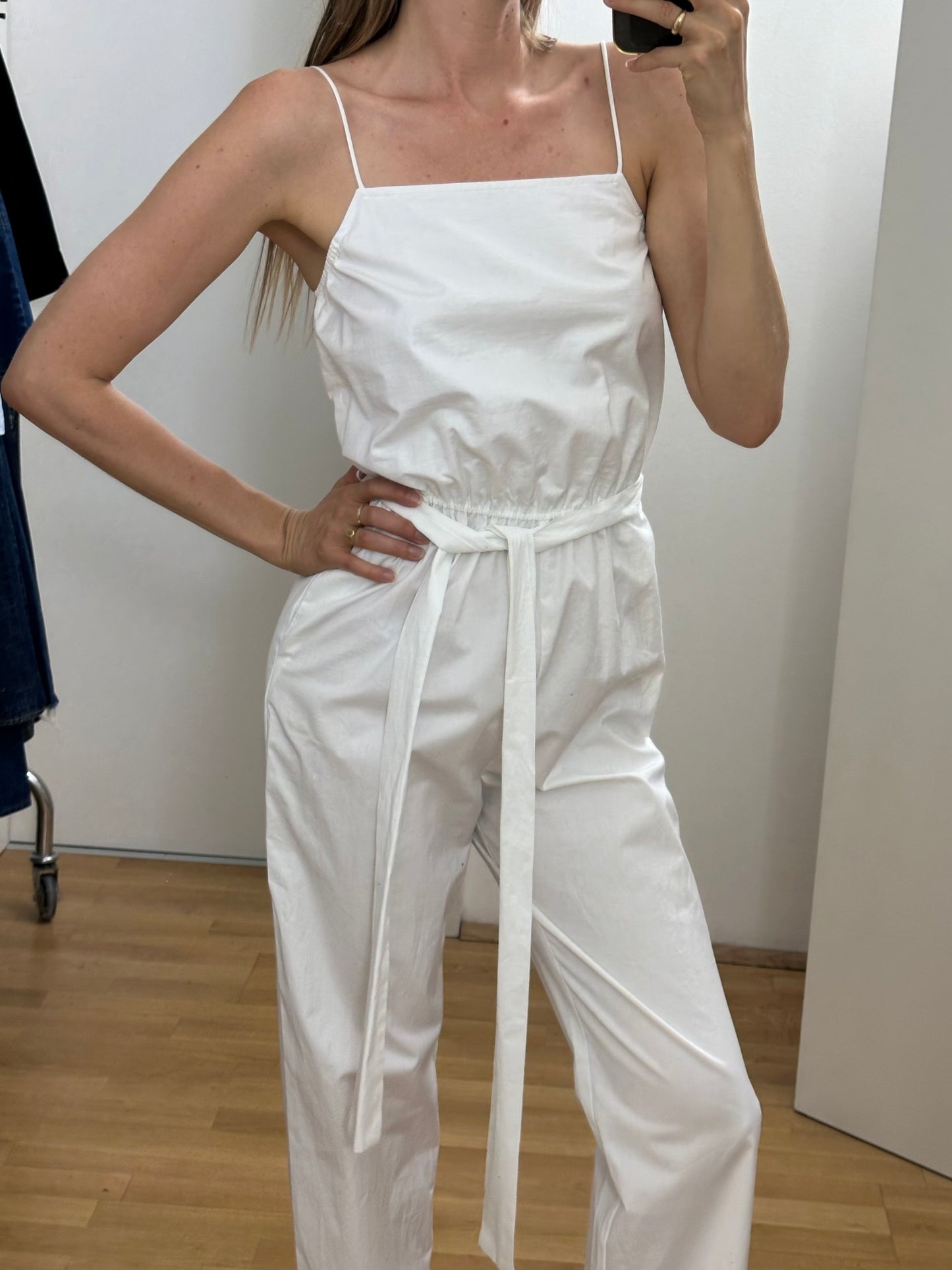 White Cotton Jumpsuit S