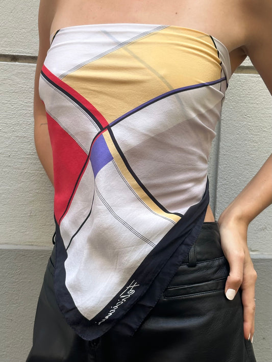 Vintage Colorful 100% Silk Scarf