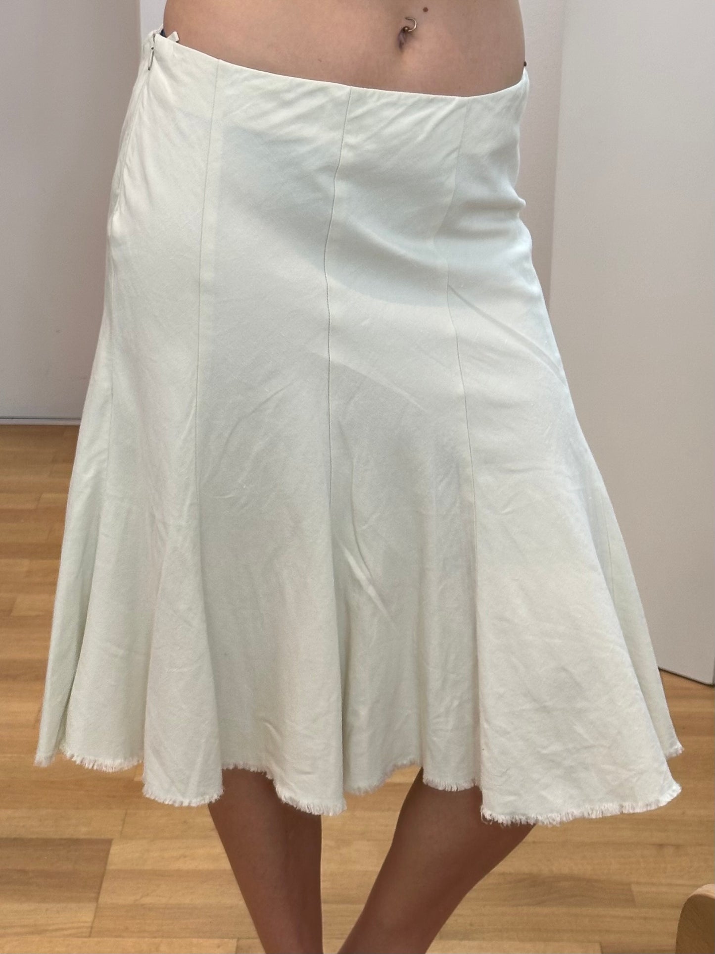 Sisley Cream Cotton Midi Skirt M