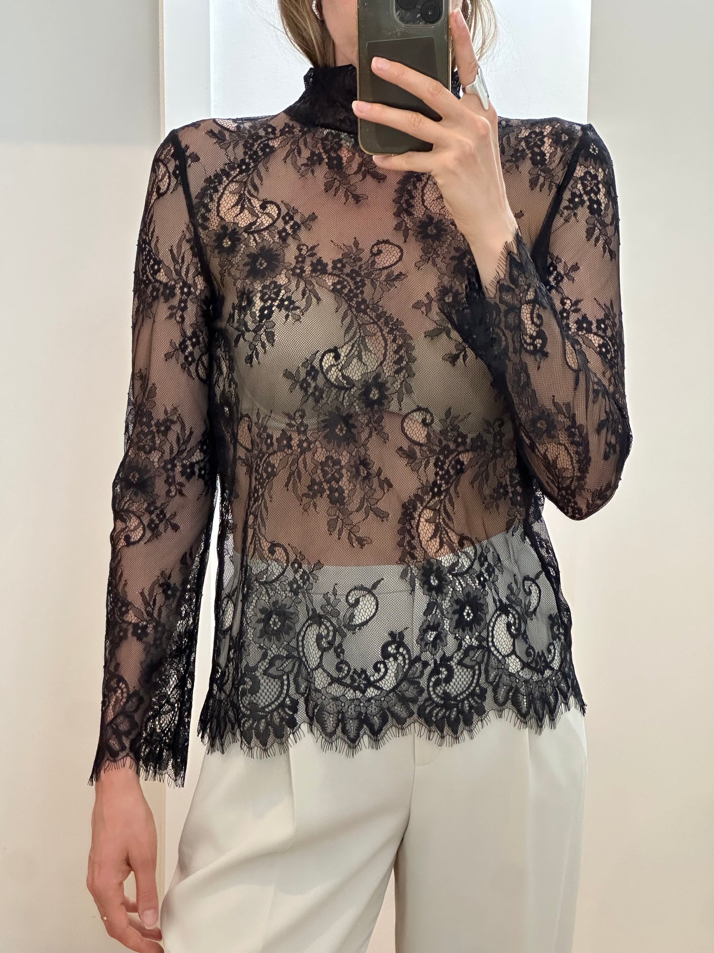 New Vicolo Black Lace Blouse M
