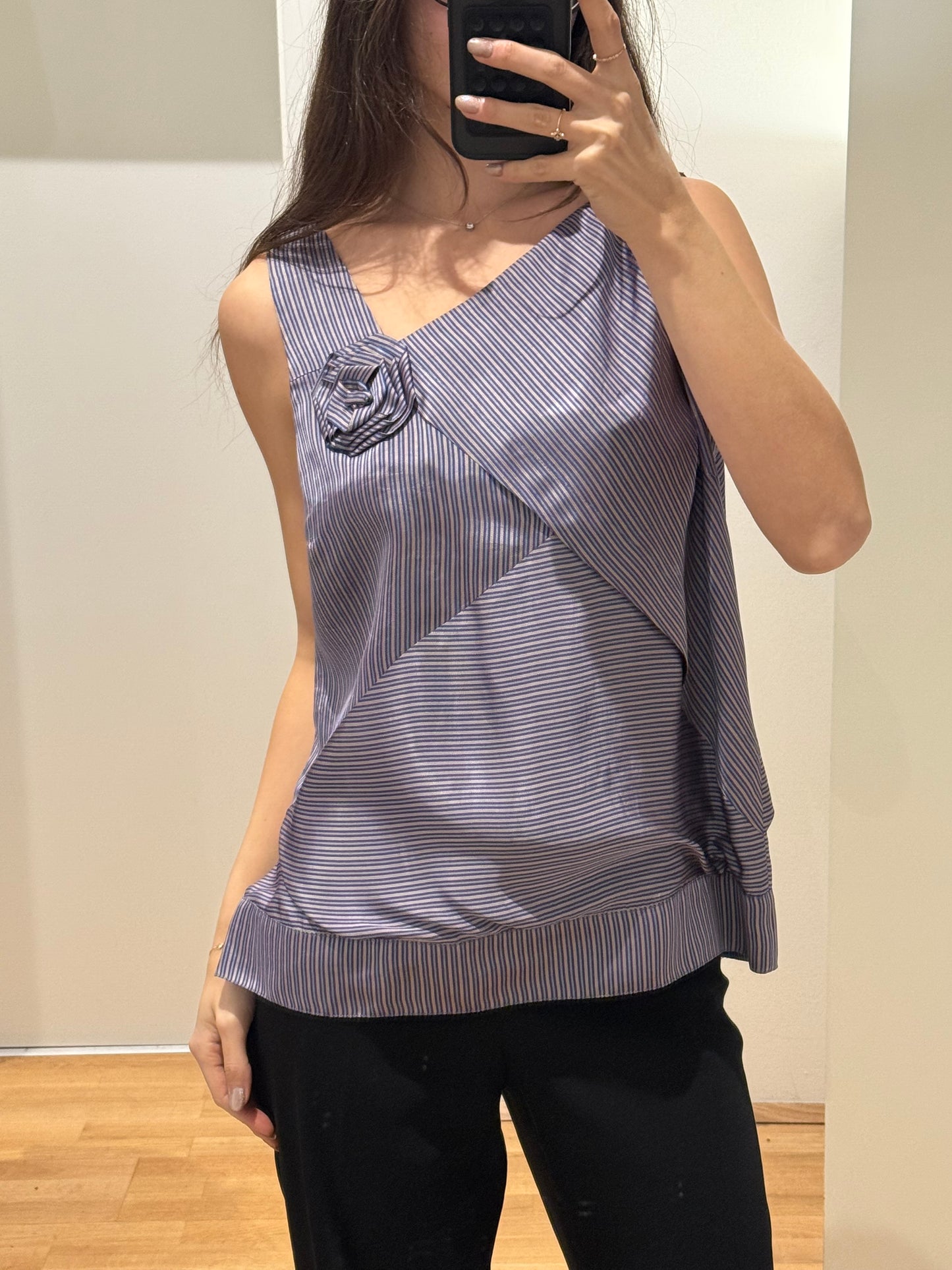 Stripe Flower Detail Blouse Top S/M