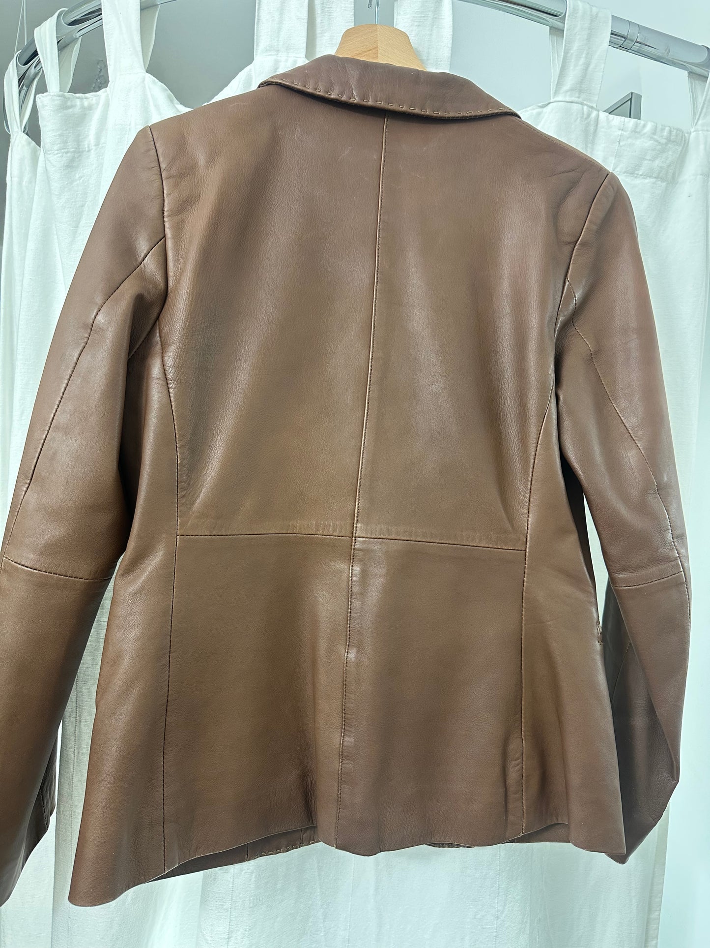 Vintage Brown Leather Blazer S