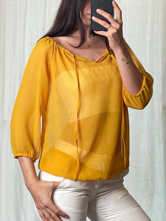 Bright Canary Yellow Blouse S/M