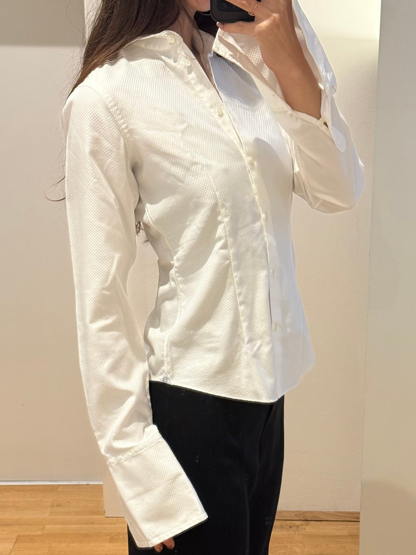 Vintage 100% Cotton Button Down Fitted Blouse S