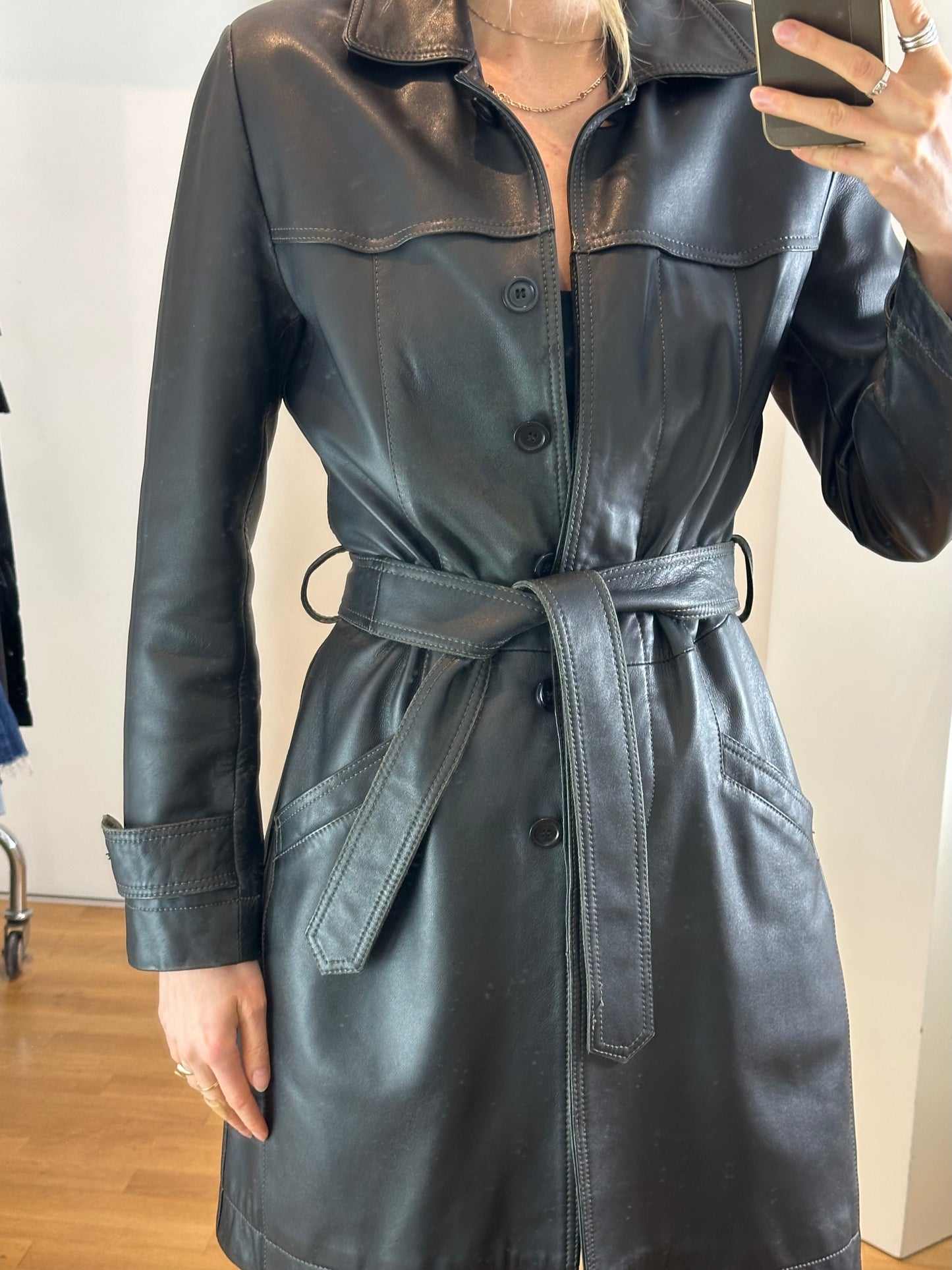 Vintage Black Leather Jacket S/M