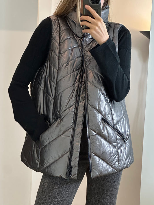 Silver Gray Puffer Vest M/L