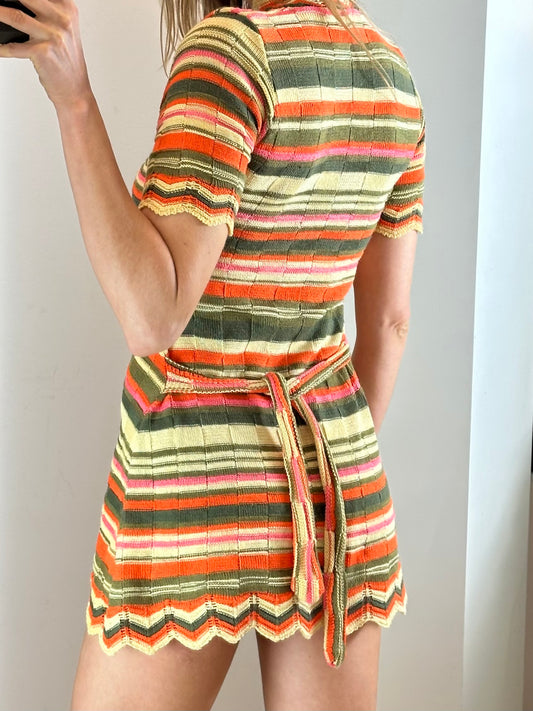 Vintage Striped Mini Dress XS