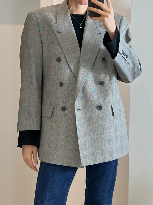 Vintage Wool Mix Black White Blazer L