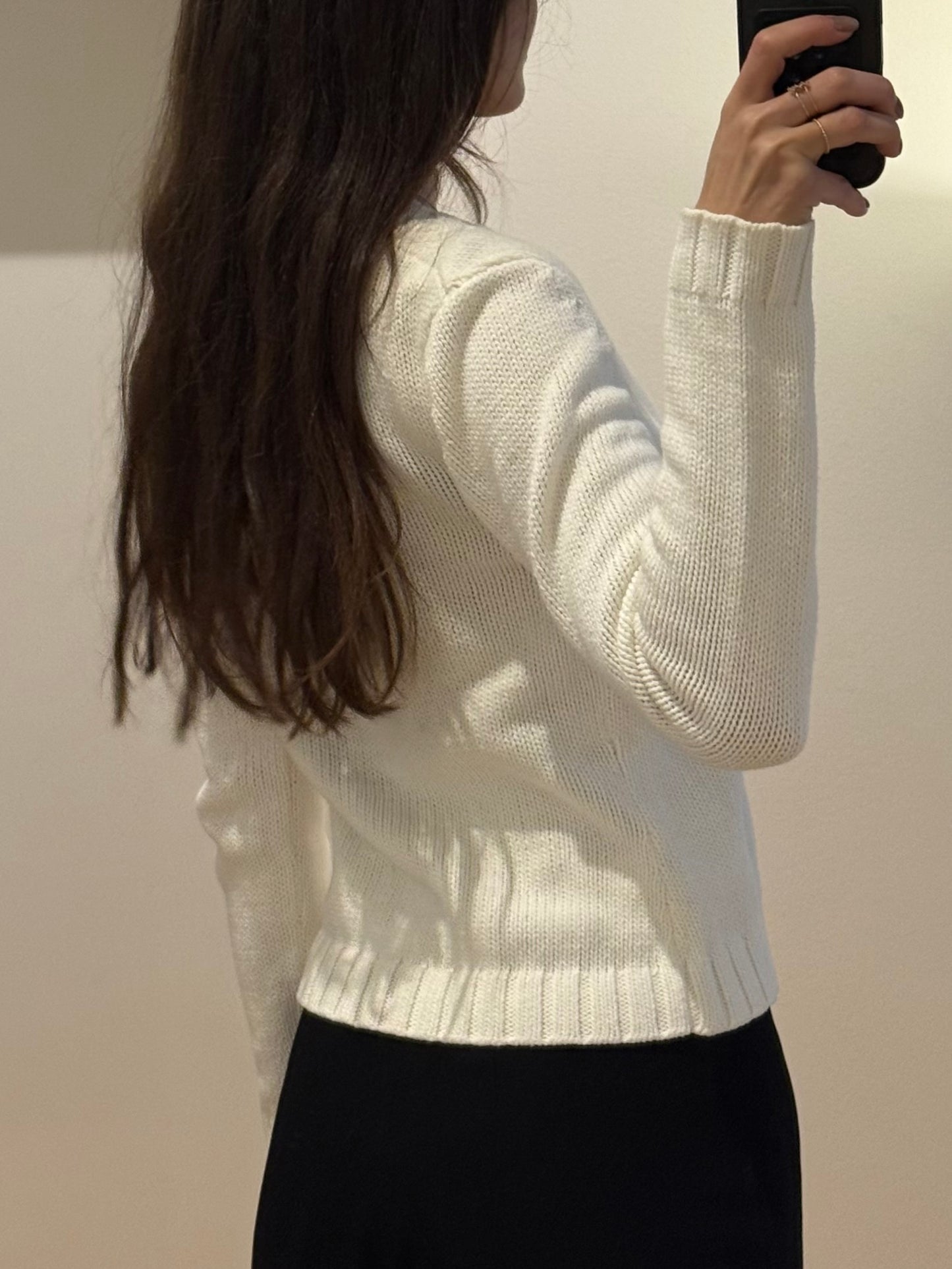 Vintage 100% Cotton White Cardigan Sweater S