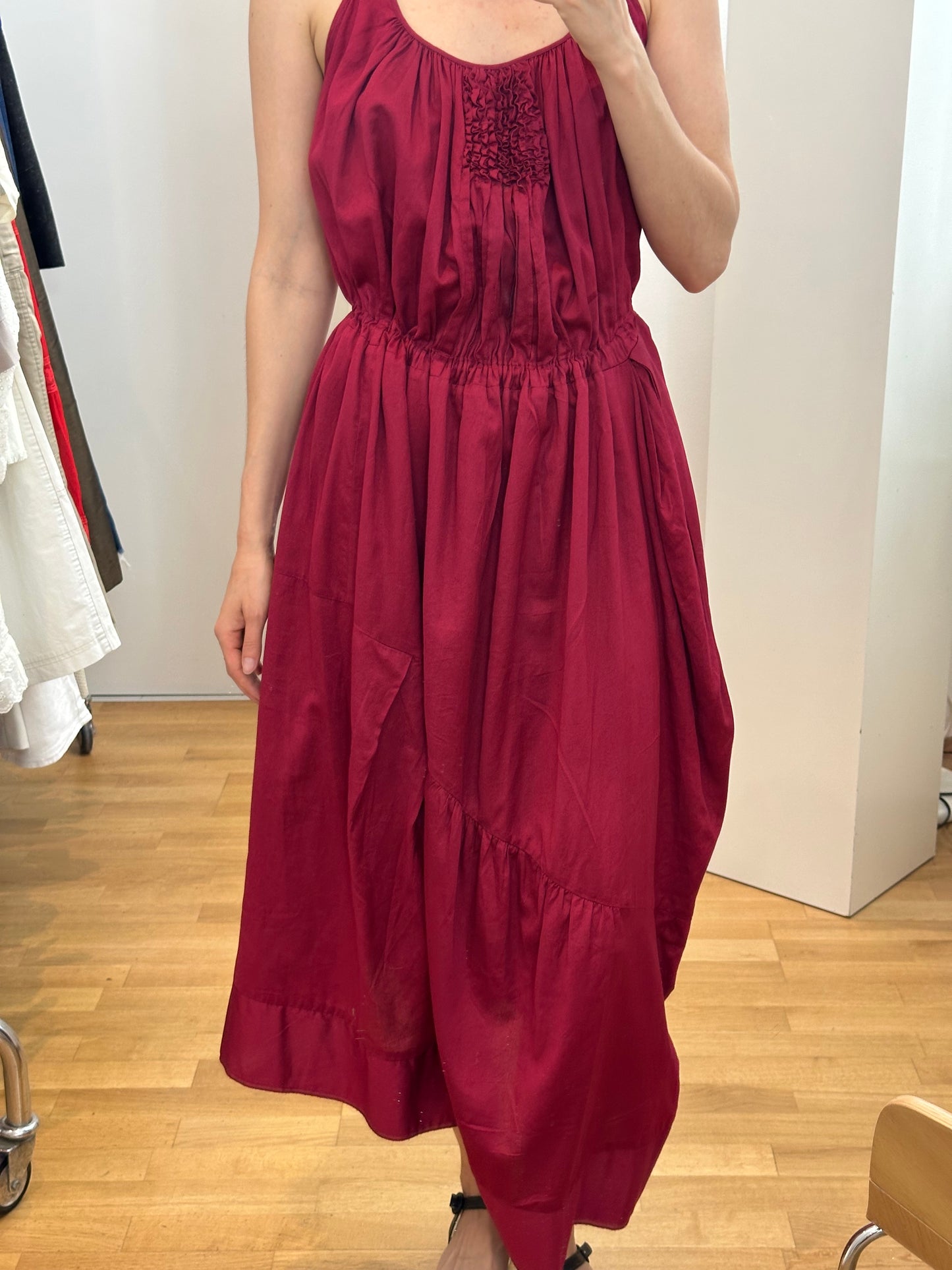 Red Cotton Maxi Dress M