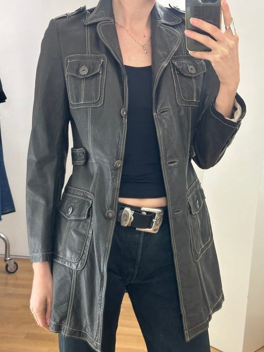 Vintage Black Leather Jacket XS/S