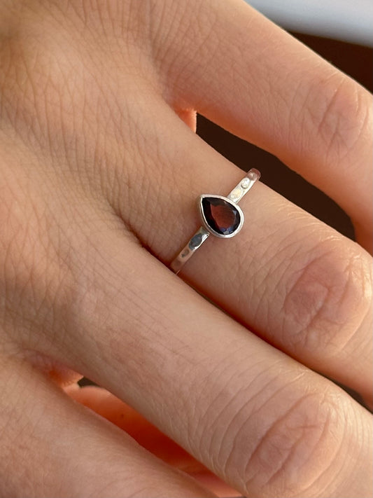 925 Silver Red Gemstone Ring