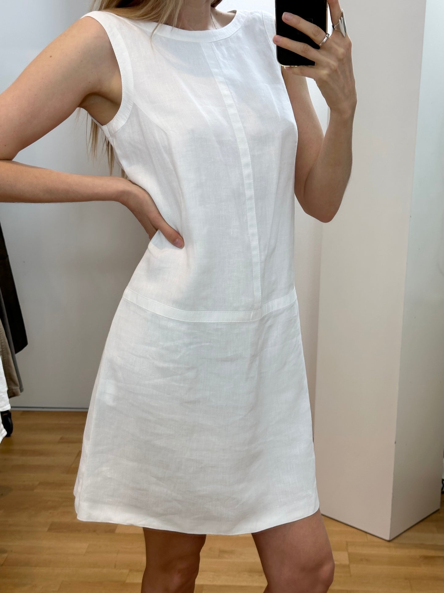 Vintage White Linen Dress M