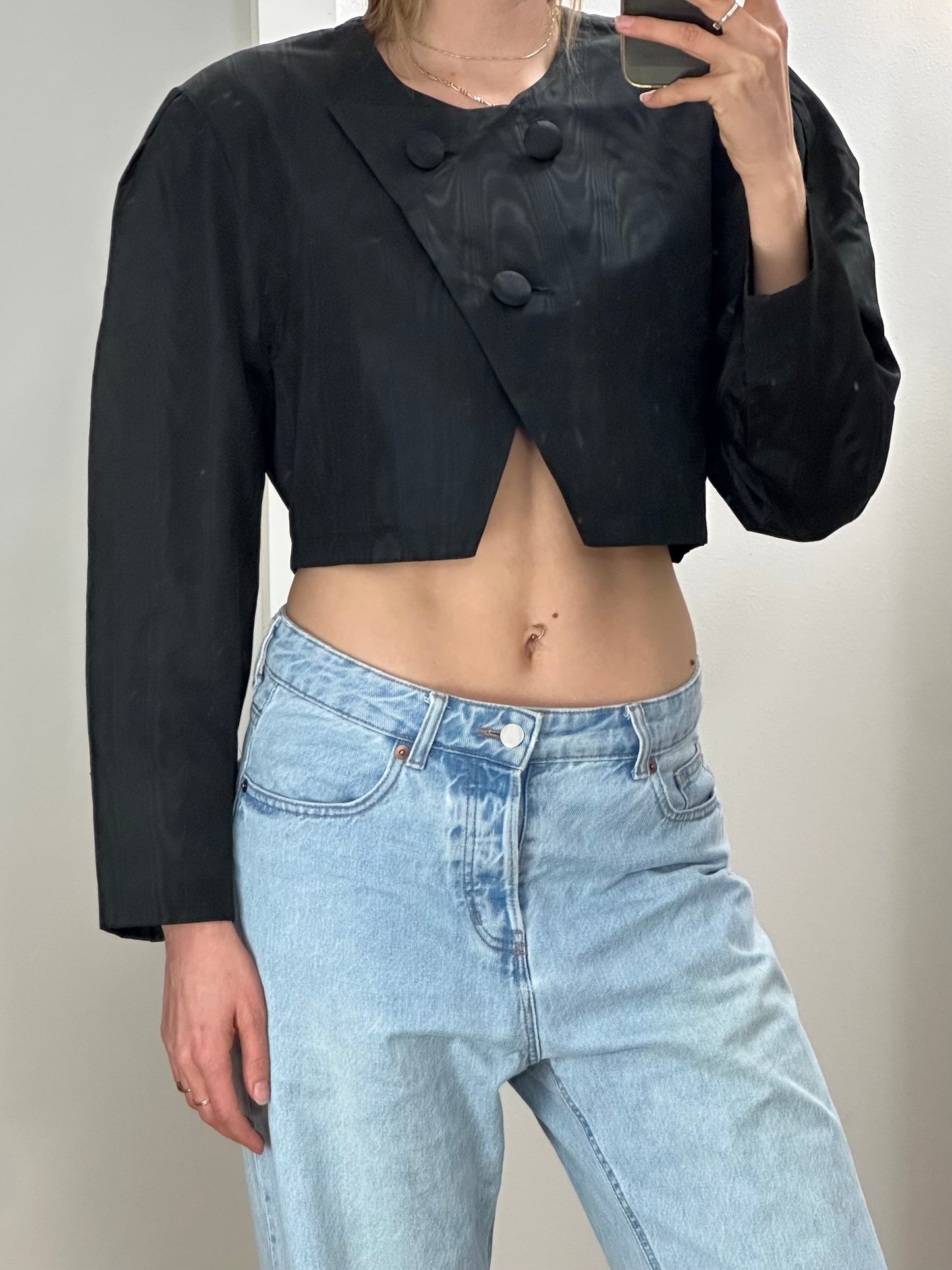 Vintage Black Cropped Jacket M