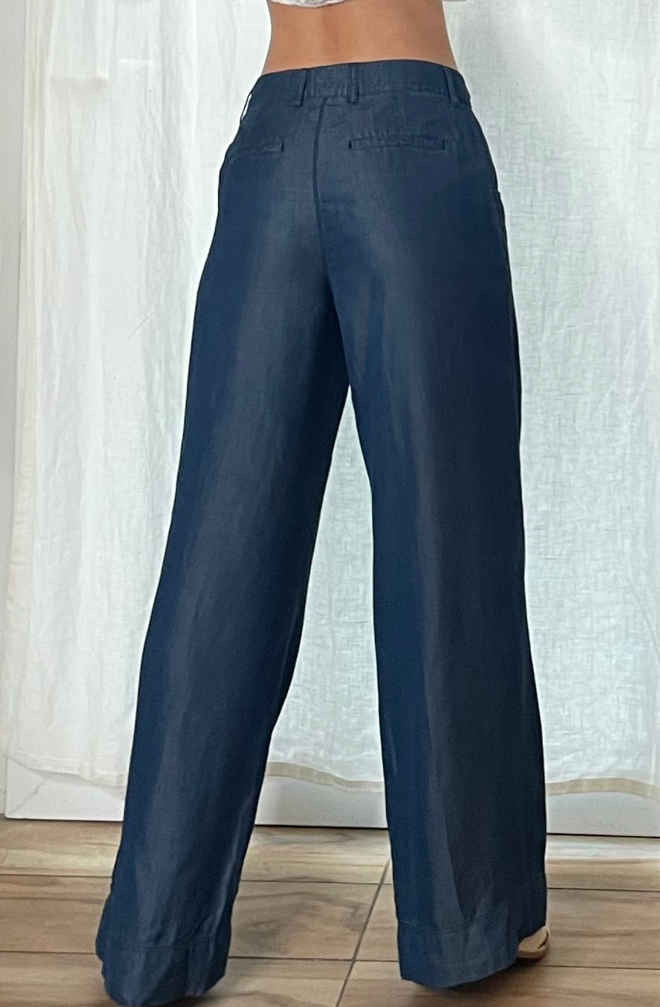 Blue Lightweight Wide Leg Relaxed Denim Trousers S/M