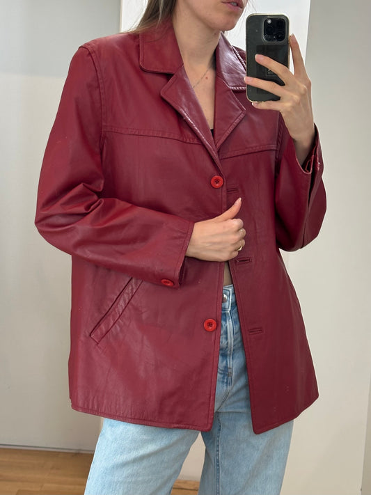 Vintage Red Leather Jacket L