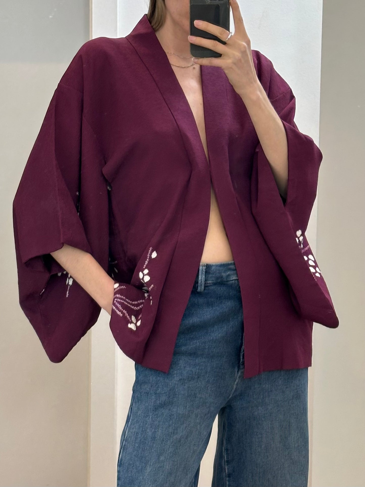 Japanese Purple Haori Kimono Jacket One Size