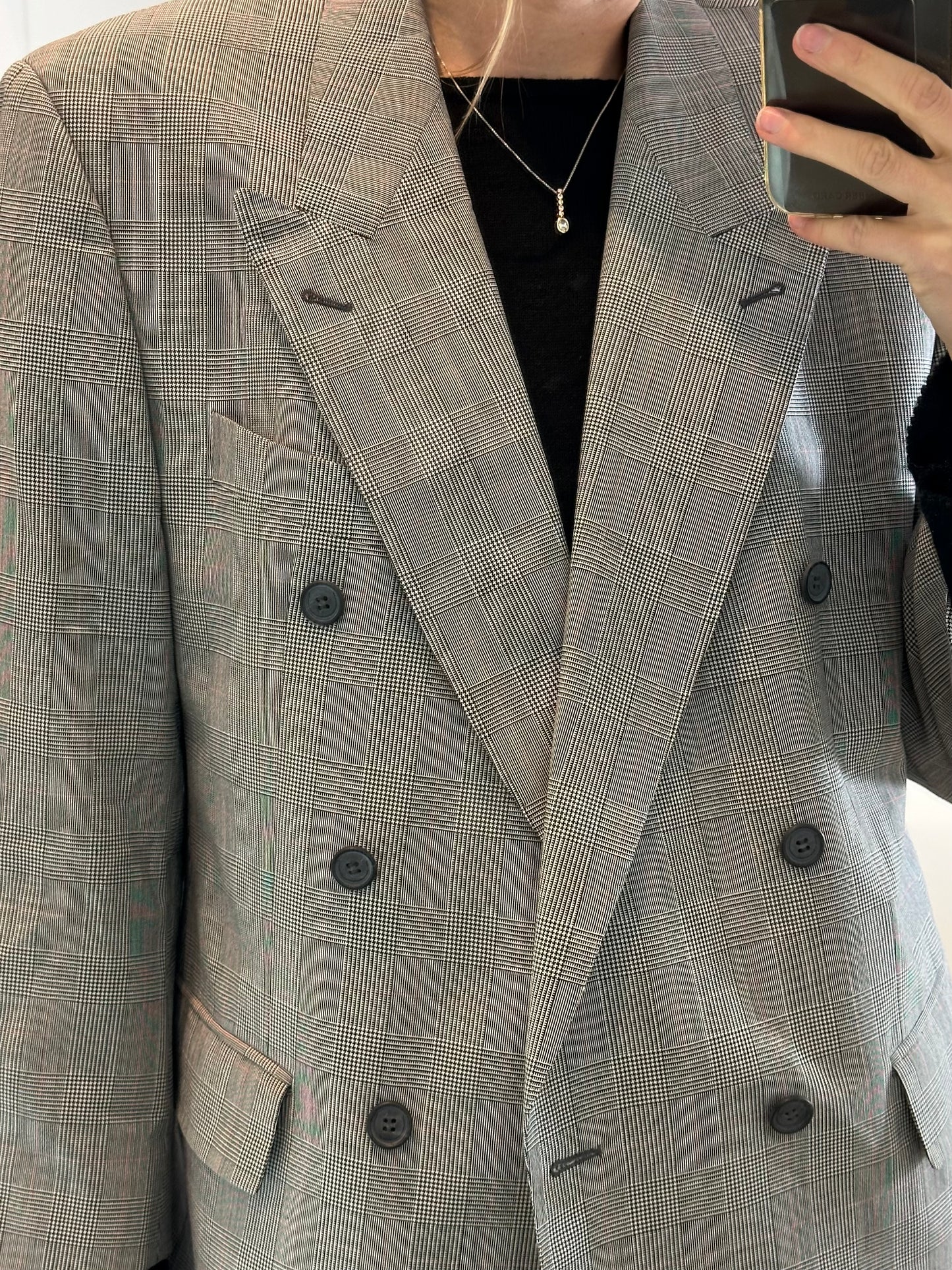 Vintage Wool Mix Black White Blazer L