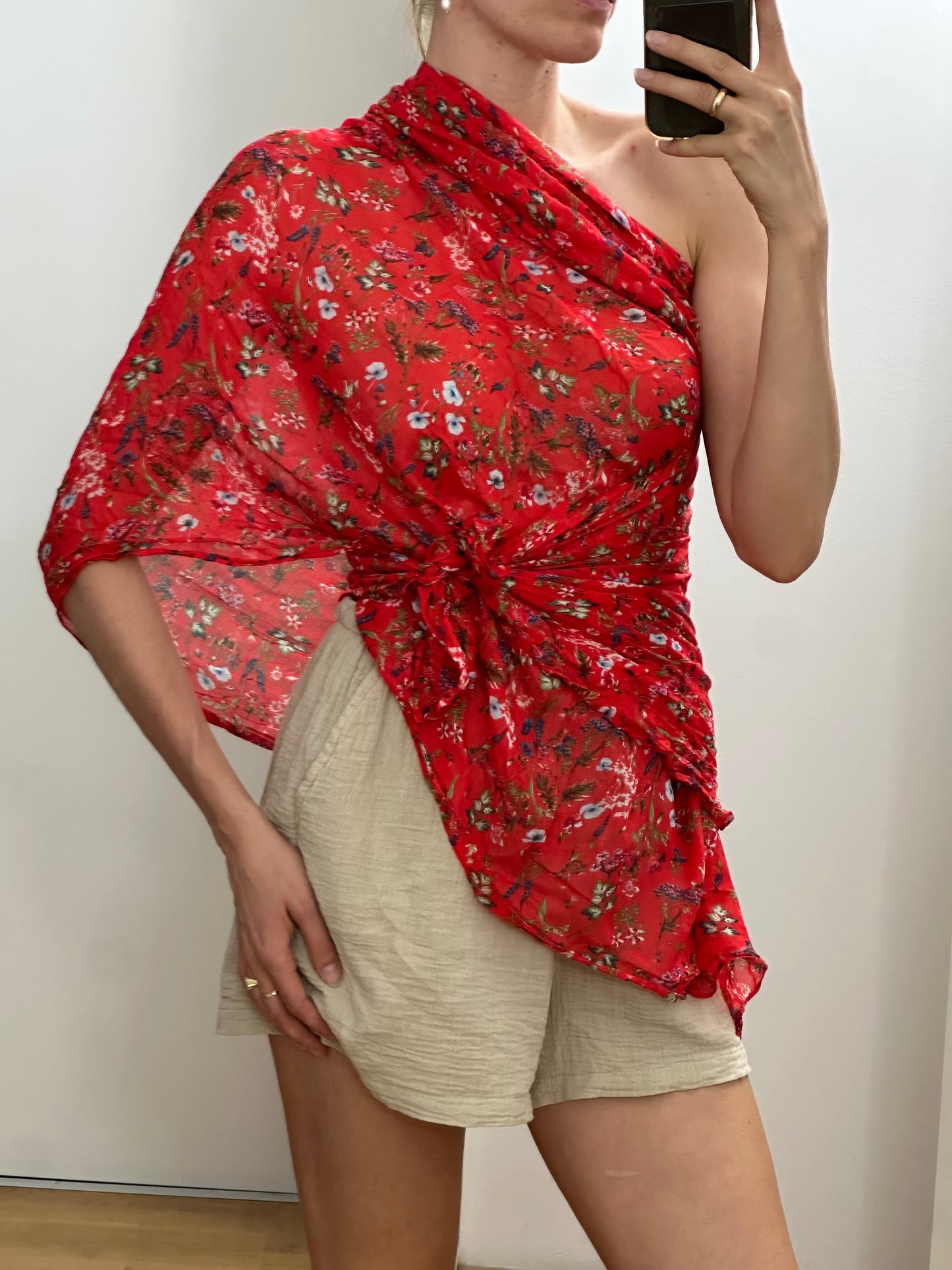 Red Floral Scarf