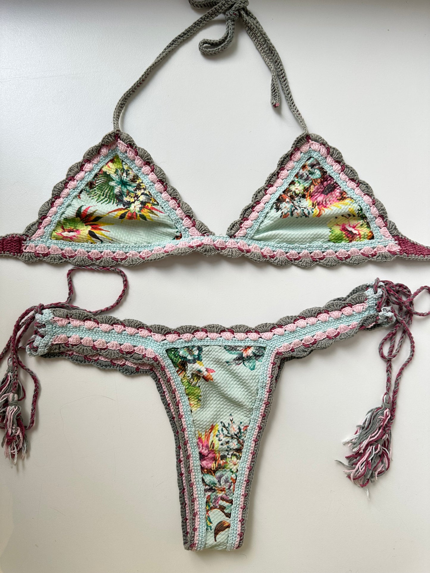 Crochet Floral Bikini S